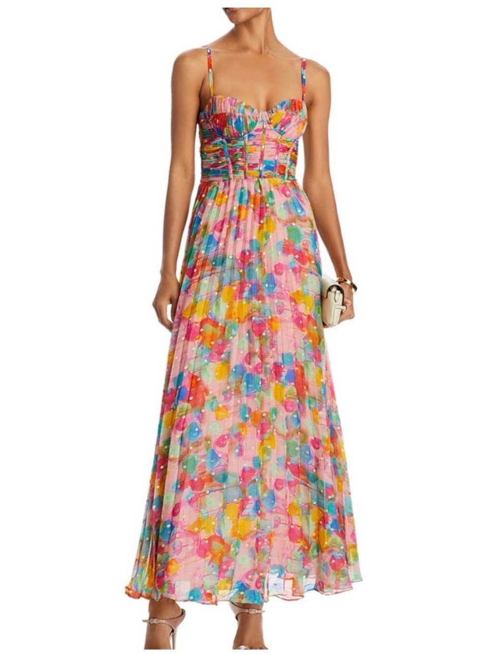 Aqua Pleated Corset Gown